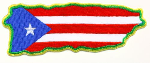 Bordado de Isla de Puerto Rico con colores de Bandera de Puerto Rico Puerto Rico